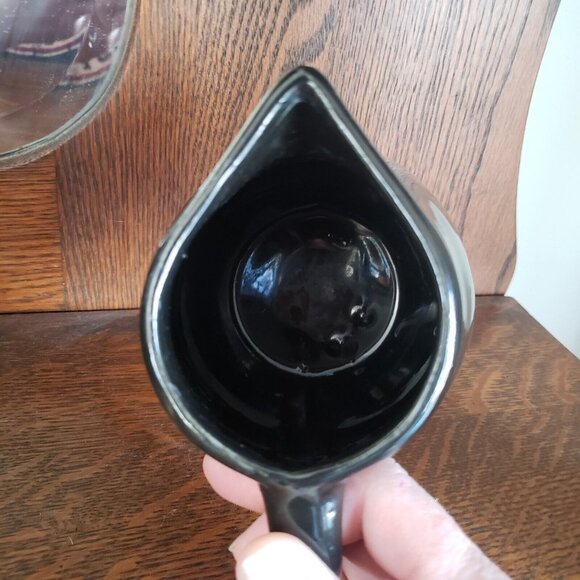 Antique Vintage‎ Black Glazed Primitive Farmhouse Ceramic Crock Pitcher - Picture 6 of 8